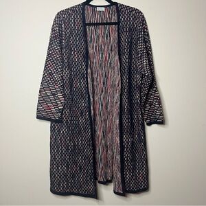 AVENUE Colorful Cozy Longlined Textured Longsleeve Open Duster Fall Cardigan